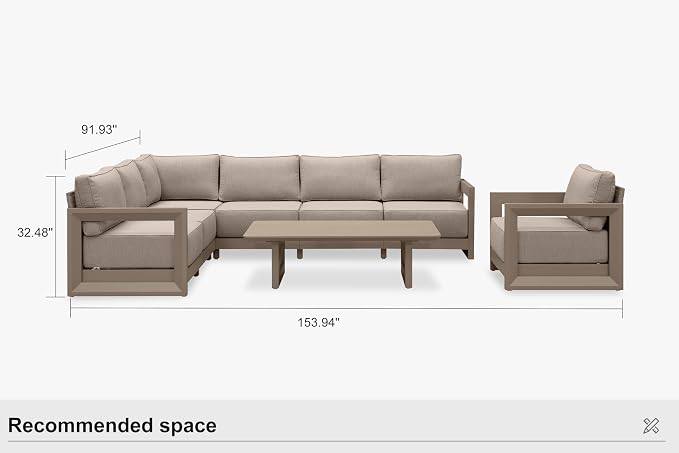 PURPLE LEAF Patio Furniture Set Open-End Outdoor Couch - Image 9