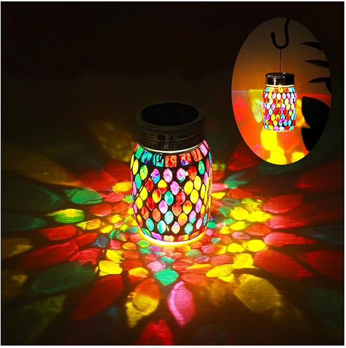 Mosaic Lights Outdoor Hanging Lanterns, Rechargeable Mosaic Solar Lanterns， by SolarGardenDecorationLight