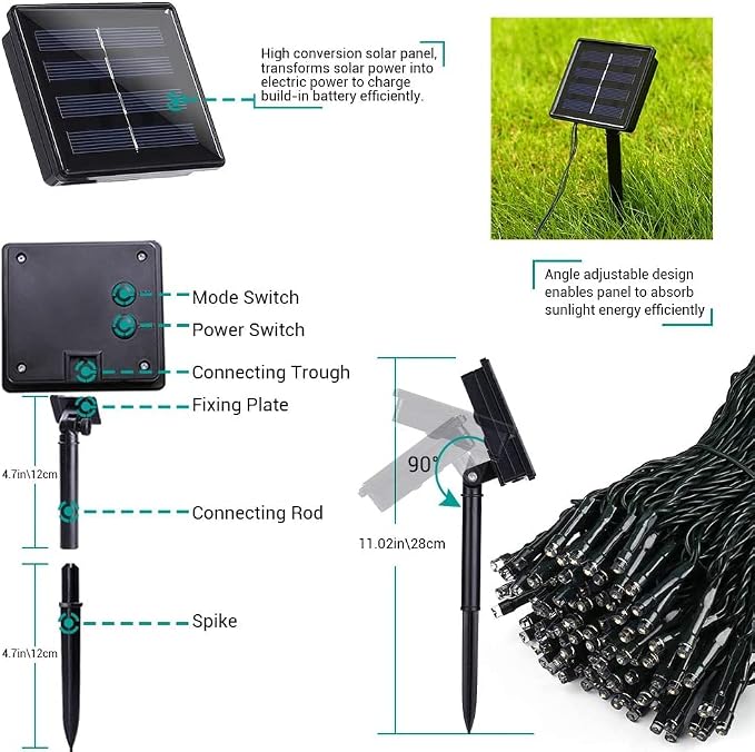 Joomer Solar Christmas Lights Outdoor, 2 Pack Total 144FT 400 LED 8 Modes - Image 7