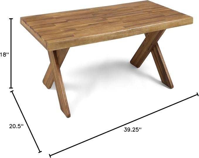 Christopher Knight Home Irene Outdoor Acacia Wood Coffee Table, Sandblast Teak - Image 8