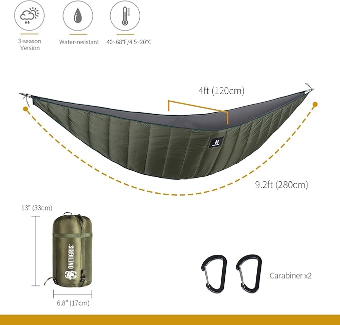 OneTigris Night Protector Ultralight Hammock Underquilt, Full Length Camping - Image 7