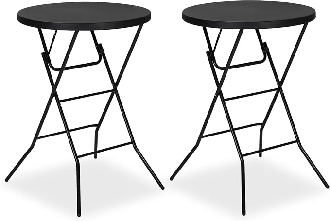 32" Round Folding Table, Portable Bar Height Folding Table by GlowitLian