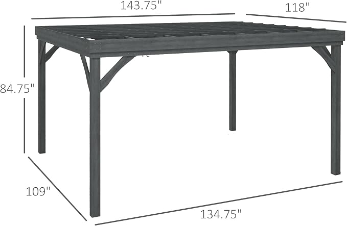 Outsunny 10' x 12' Outdoor Pergola, Wood Gazebo Grape Trellis - Image 7