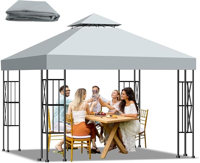 10x10 Canopy Replacement Top Cover Canopy Top Replacement, Double Layer Vented by Qdreclod