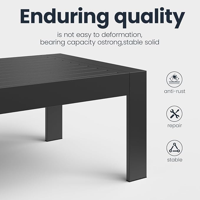 Outdoor Rectangle Patio Aluminum Coffee Tables - Image 5