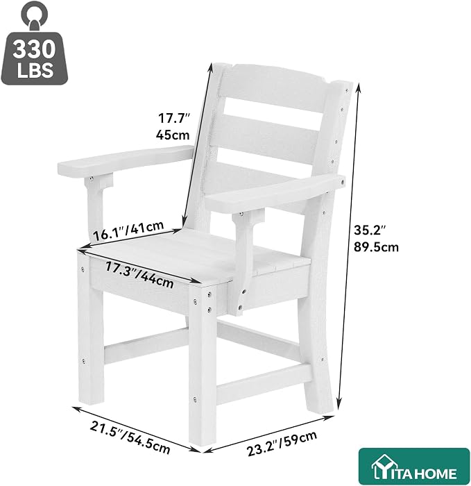 YITAHOME HDPE Chairs Set of 2, Sturdy Patio Chair w/Max Bearing 330 LBS - Image 3