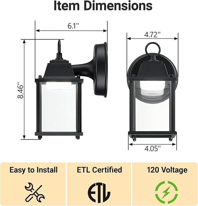 LIT-PaTH Outdoor LED Wall Lantern, Wall Sconce as Porch Lighting Fixture - Image 6