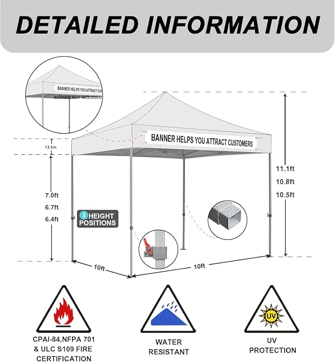 Eurmax USA Standard 10x10ft Patio Pop Up Canopy Tent - Image 2
