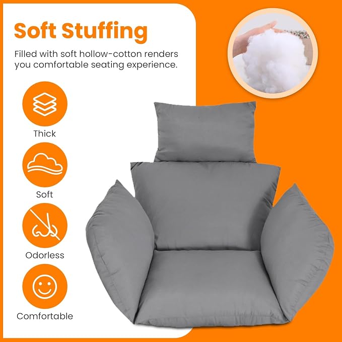 Egg Chair Cushion, Hanging Basket Hammock Seat Cushion, Thick Soft Egg Swing - Image 5