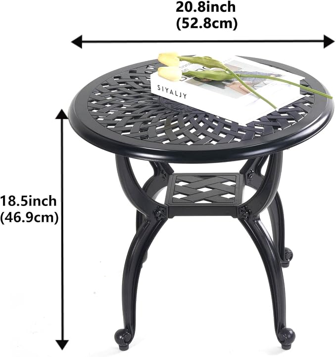 Mandolin Outdoor Patio, Rust -Resistant Cast Aluminum Side Table, Weather - Image 3