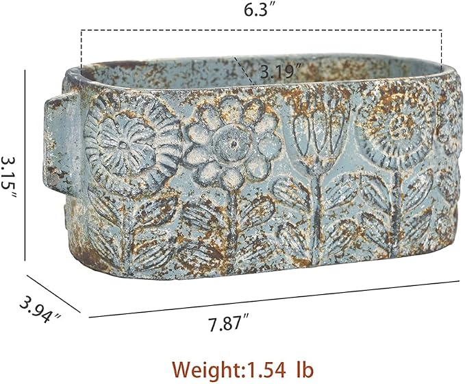 8 inch Blue Pots Planters Indoor Plants Succulent Pots Rectangle Window Box - Image 2