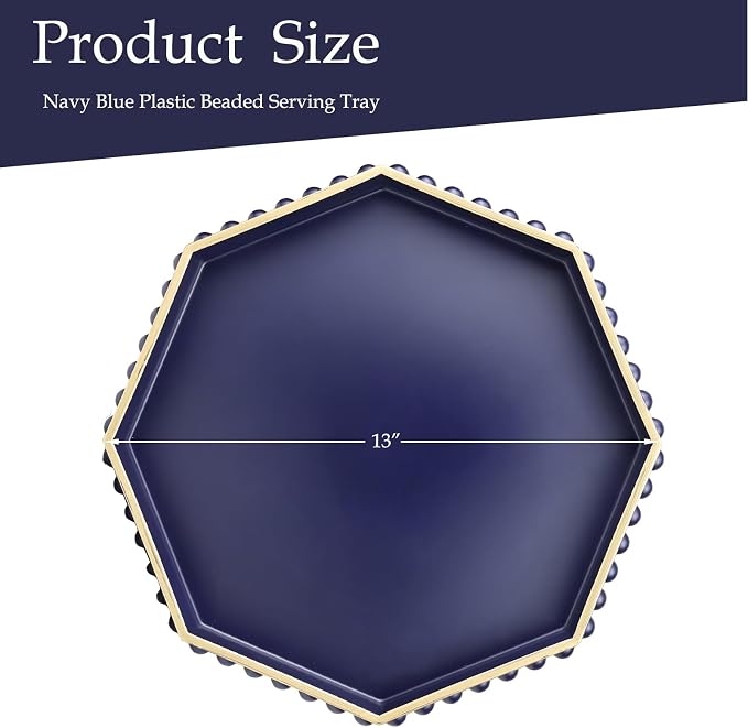 Navy Blue Octagonal Plastic Serving Tray - Image 4