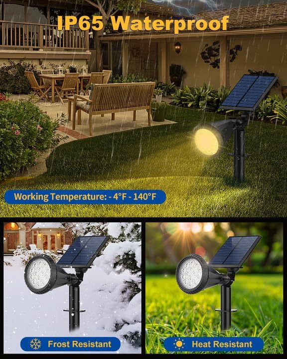 Outdoor Solar Spot Lights, 6 Pack IP65 Waterproof Spotlights - Image 5