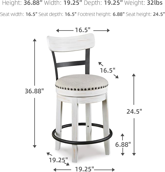 Signature Design by Ashley Valebeck | Modern Swivel 24.5" Counter Height - Image 3