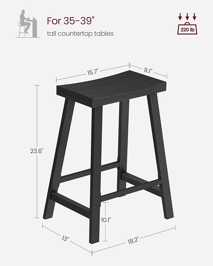 VASAGLE Bar Stools, Kitchen Breakfast Bar Stools - Image 3