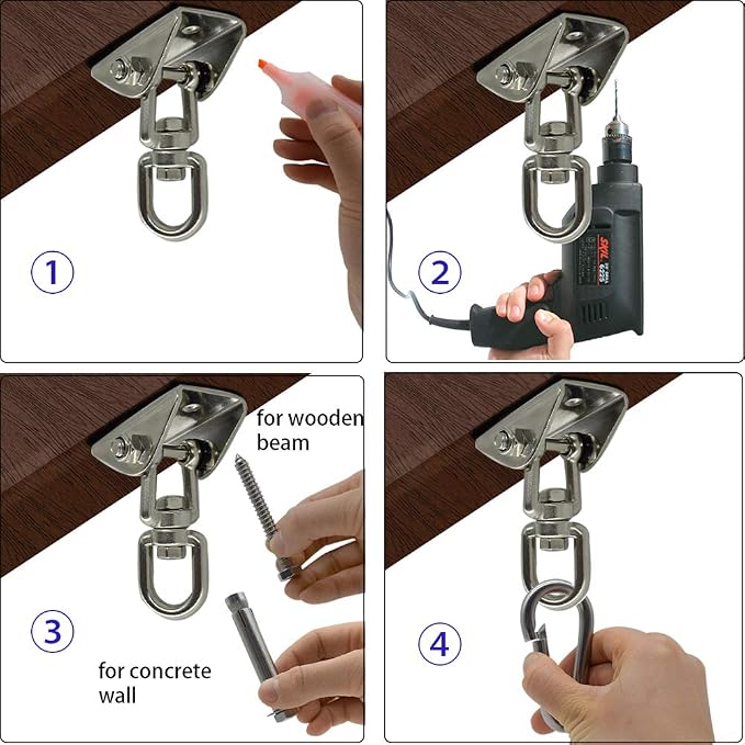 Hammock Hanging Kit with Swing Chain 39inch, 1000lbs Capacity Hanging Hooks - Image 5