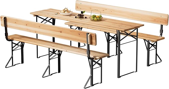 VINGLI 70 Inch Folding Picnic Tables and Chair Set by VINGLI