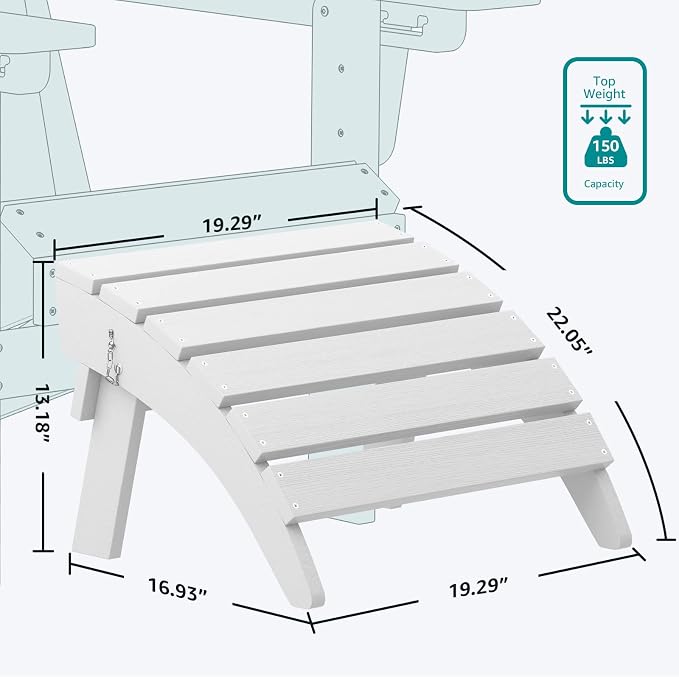 SERWALL Folding Adirondack Ottoman Set of 2, No-Assembly Outdoor Footstool - Image 5