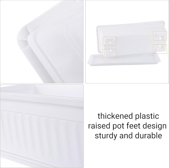 GREANER Rectangle Plastic Flower Boxes, 3 Pack Large Long Planter 16.9x7.48 - Image 5