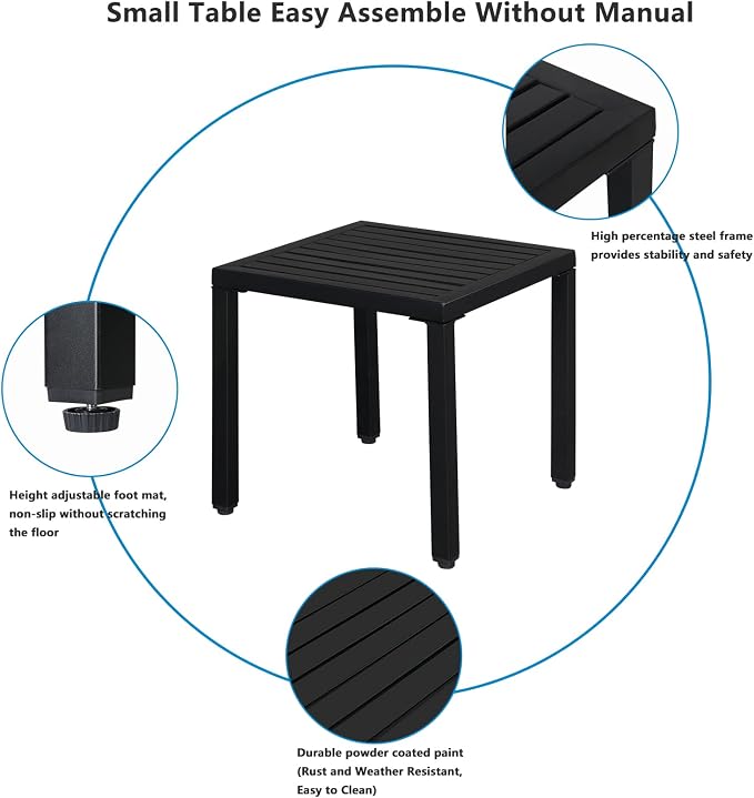 Outvita Metal Square Side Table, Indoor Outdoor Small Patio End Table, Portable - Image 4