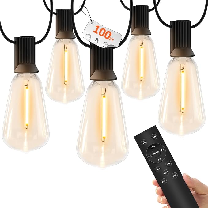 100 FT Outdoor String Lights for Outside, IP65 Waterproof ST38 LED Shatterproof by YOYONACY