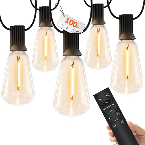 100 FT Outdoor String Lights for Outside, IP65 Waterproof ST38 LED Shatterproof by YOYONACY