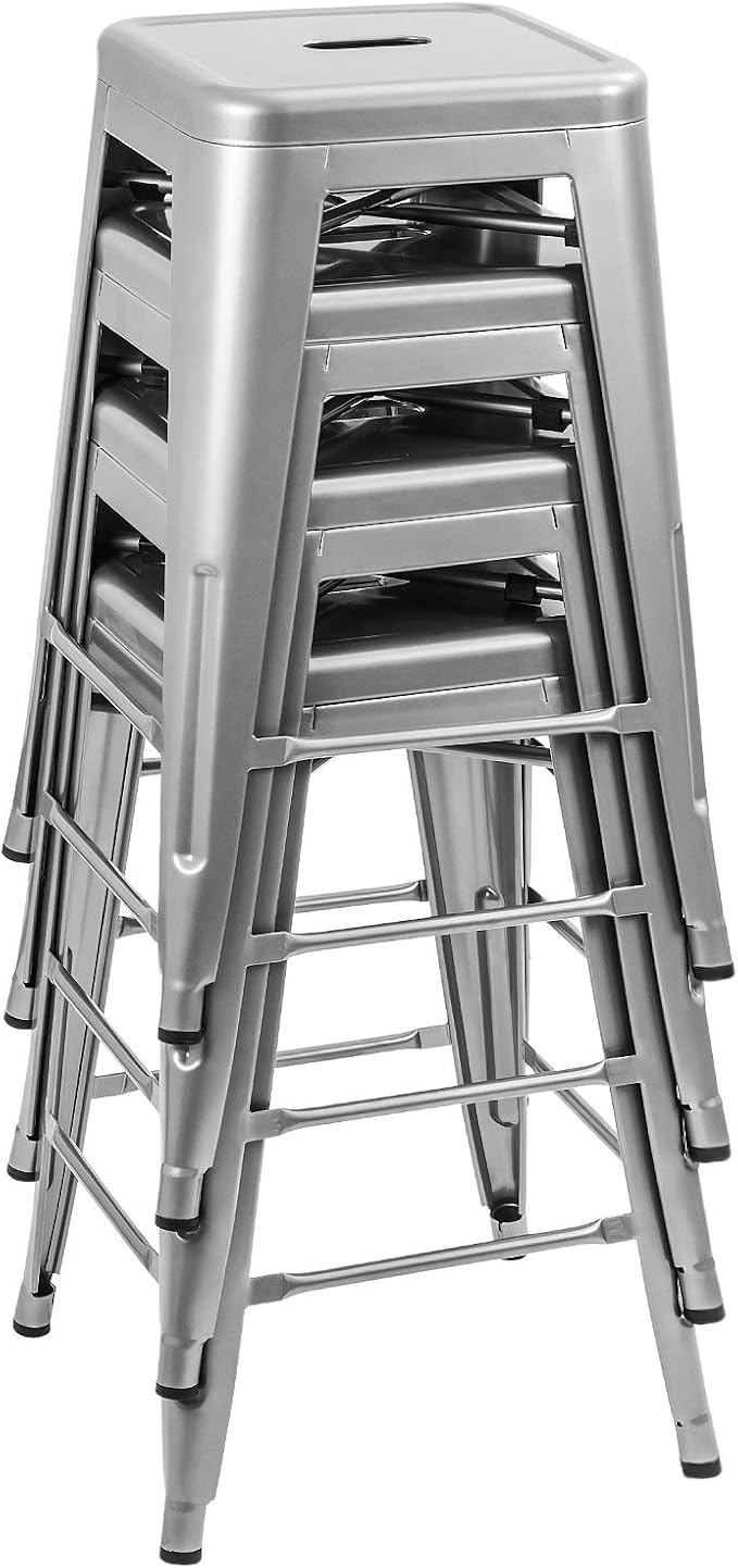 Devoko Metal Bar Stools 24" Indoor Outdoor Stackable Barstools Modern Style - Image 5