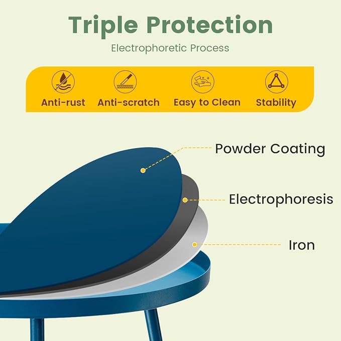 danpinera Outdoor Side Tables, Weather Resistant Steel Patio Side Table - Image 4