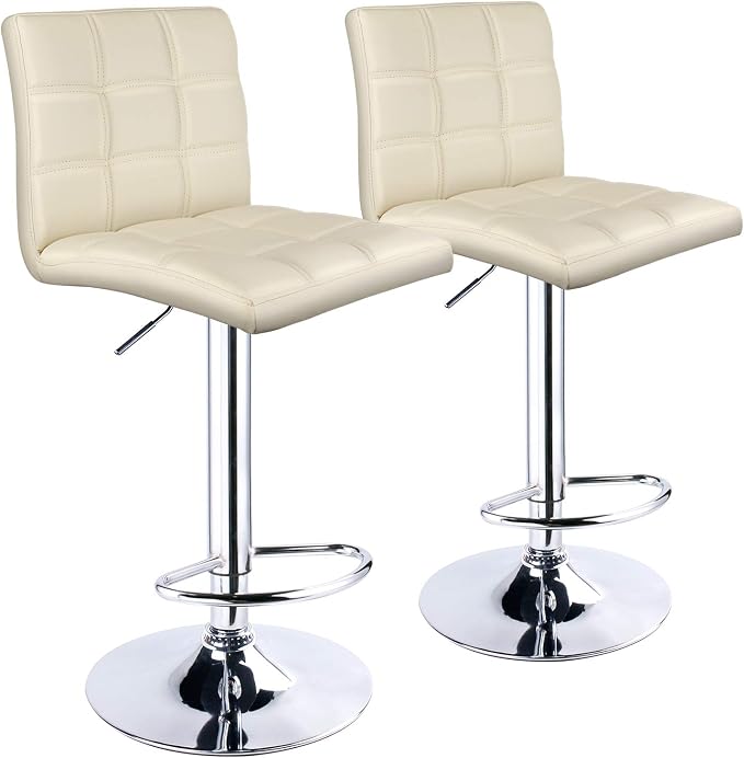 Leopard Modern Square PU Leather Adjustable Bar Stools by LEOPARDPRODUCTS