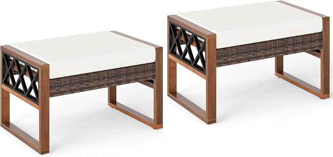 RELAX4LIFE Wicker Outdoor Ottomans by RELAX4LIFE