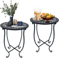 Metal Round Side Table, 2 Pack 14 Inch Bedside Table by Aonagi