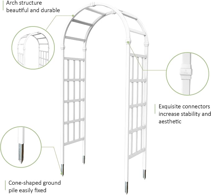 41" W x 86" H Vinyl Arbor, Vinyl Arch, Garden Arch Arbor - Image 2