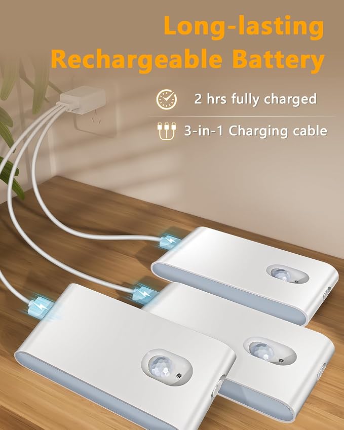 WILLED Rechargeable Night Lights, Warm White Motion Sensor Night Lights - Image 4