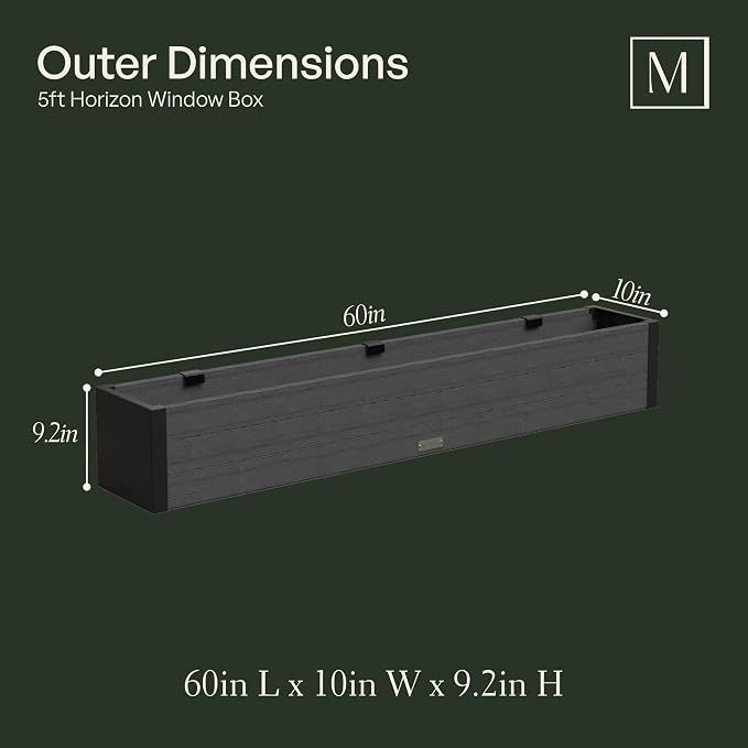 Mayne Horizon 5FT Window Box Planter – Modern Rectangular Faux Wood Grain Design - Image 4