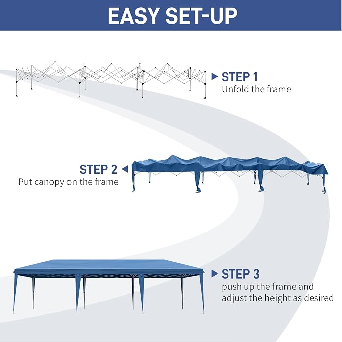 Outvita 10x30ft Ez Pop Up Outdoor Canopy Tent, Portable Commercial Instant Tent - Image 3