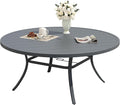 Patio Dining Table for 6-8, Round Metal Outdoor Table by VOXBIN