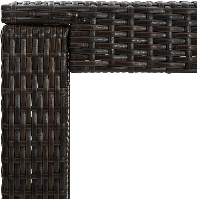 Garden Bar Table Brown 23.8"x23.8"x43.5" Poly Rattan - Image 5