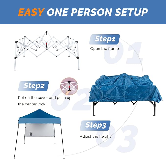VINGLI 6x6 ft Pop Up Canopy Tent, Outdoor Small Gazebo - Image 3