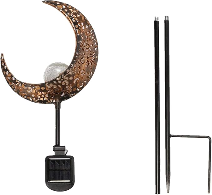 Solar Garden Light Outdoor Decorative, Moon Decor Crackle Glass Globe Garden - Image 7