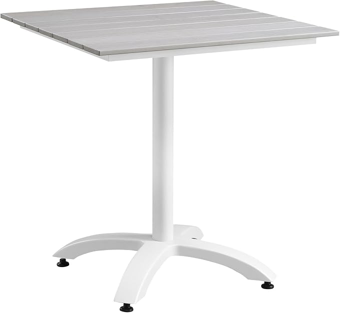 Modway Maine Aluminum Outdoor Patio 28" Dining Table in White Light Gray by Modway