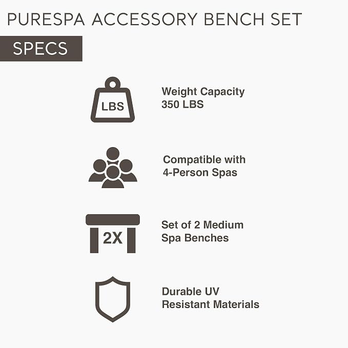 Intex 28514E 2 Medium PureSpa Accessories Benches, Compatible w/ 4 Person Spas - Image 4