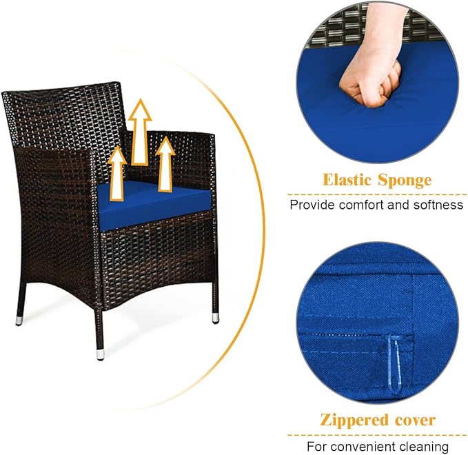 COSTWAY 8PCS Rattan Patio Furniture Set, Outdoor Wicker Rattan Chairs - Image 6