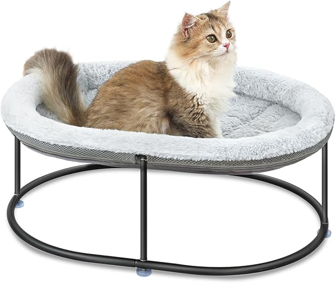 Elevated Cat Hammock Bed for Indoor Cats, Fluffy Warm Cuddle Cats Bed by Zoratoo