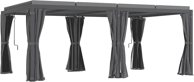 Outsunny 12' x 19' Louvered Pergola Hardtop Gazebo by Outsunny