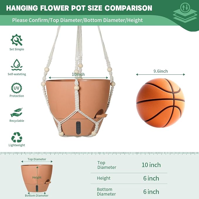 Self-Watering Hanging Planters for Indoor Plants Set 2-Piece Includes Plant - Image 2