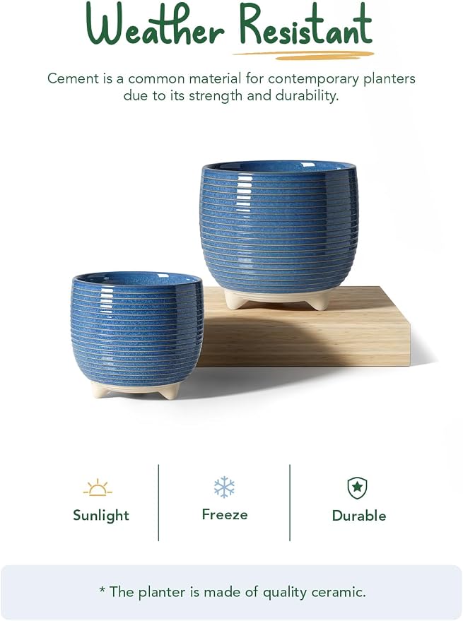 LE TAUCI Ceramic Plant Pots, 5.1 + 6.4 Inch Footed Pots - Image 6