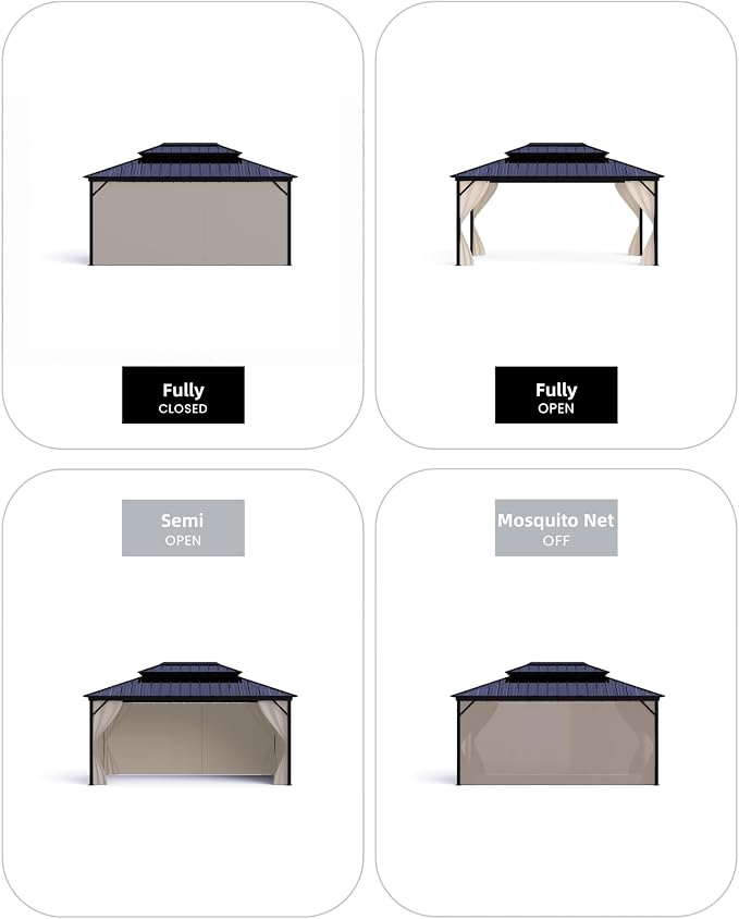GarveeLife Hardtop Gazebo 12 ft x16 ft - Image 5