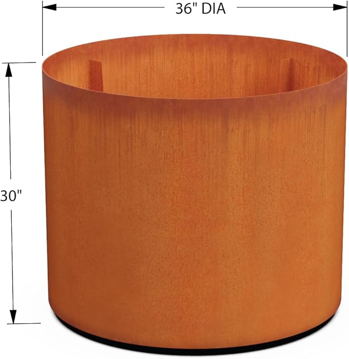 PLANTERCRAFT Corten Steel Metal Planter Box, Round Sizes, Modern Garden Steel - Image 5
