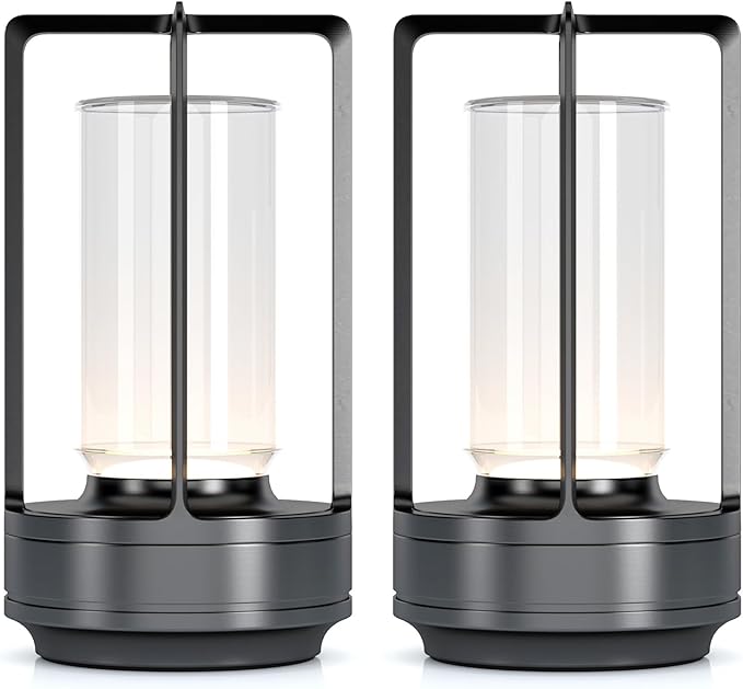 Portable Metal Table Lamp for Indoor/Outdoor, Rechargeable Cordless LED Lamp by HAPYGILightings