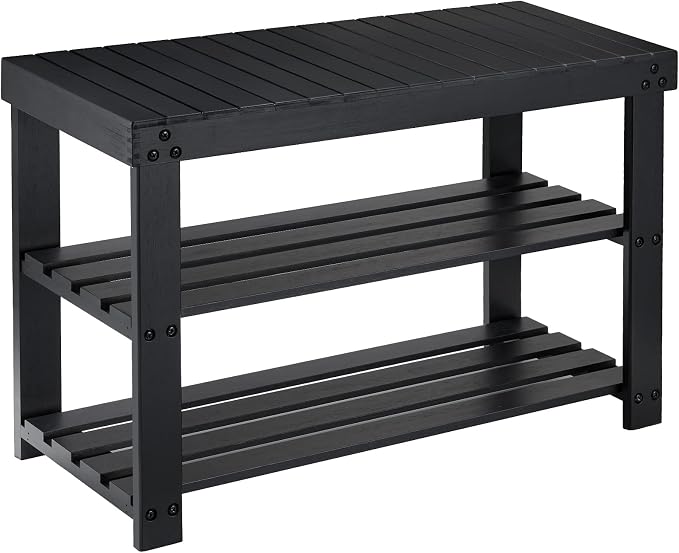 Pipishell Bamboo Shoe Rack Bench, 3 Tier Sturdy Shoe Organizer, Storage Shoe by Pipishell